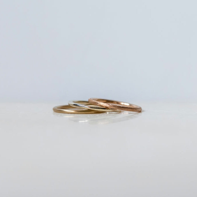 Yellow, White & Rose Gold Stackable Trio Rings
