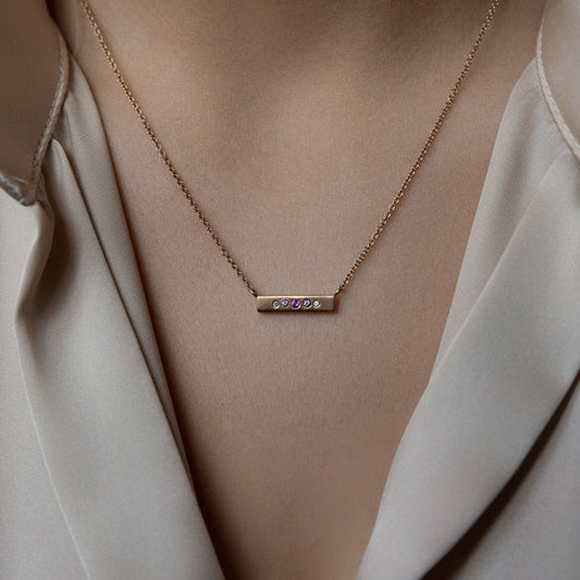 Pink Sapphire, Diamond & Gold Necklace