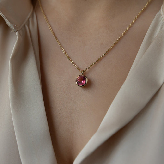 Pink Tourmaline & Gold Necklace