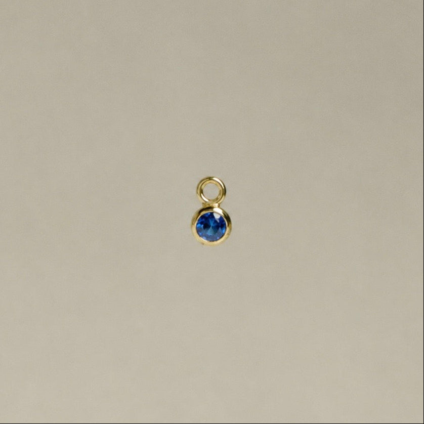 Blue Round Sapphire Gold Charm