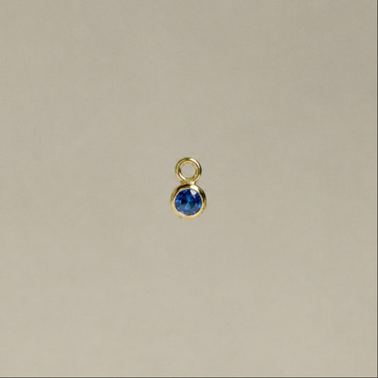 Blue Round Sapphire Gold Charm