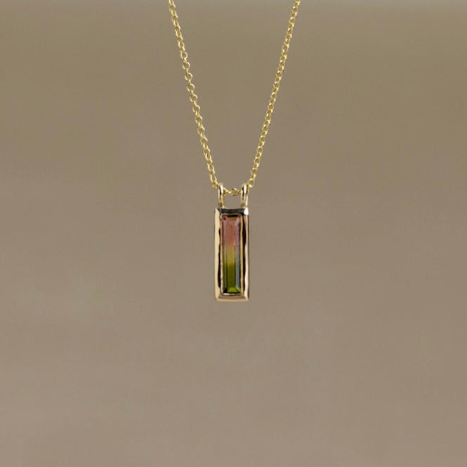 Watermelon Tourmaline & Gold Necklace