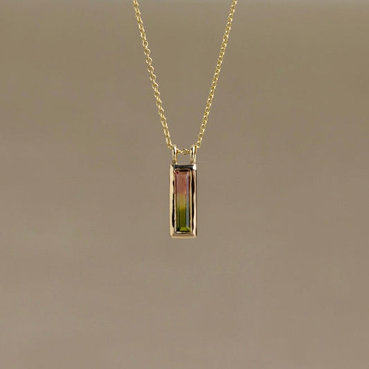 Watermelon Tourmaline & Gold Necklace