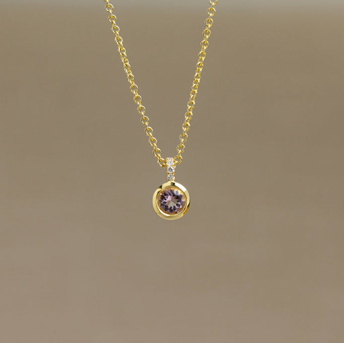 Morganite, Diamond & Gold Necklace