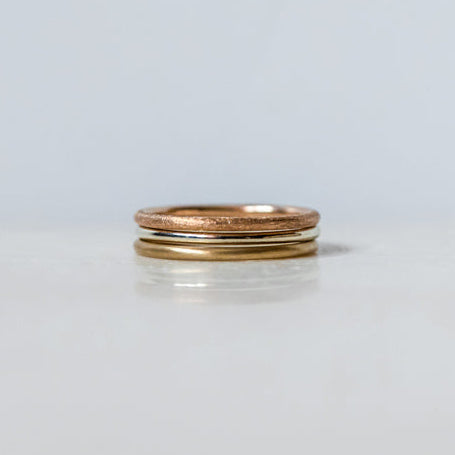 Yellow, White & Rose Gold Stackable Trio Rings