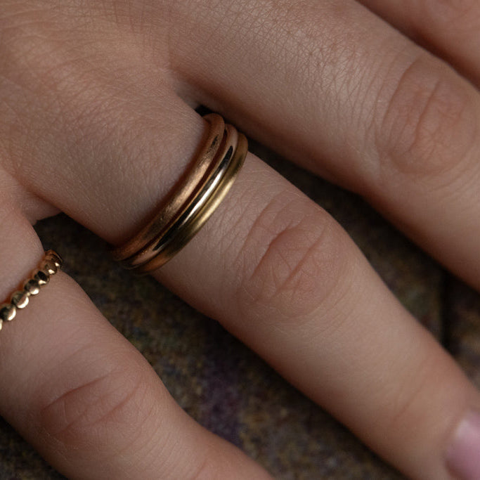 Yellow, White & Rose Gold Stackable Trio Rings