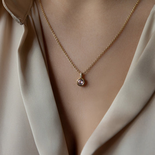Morganite, Diamond & Gold Necklace