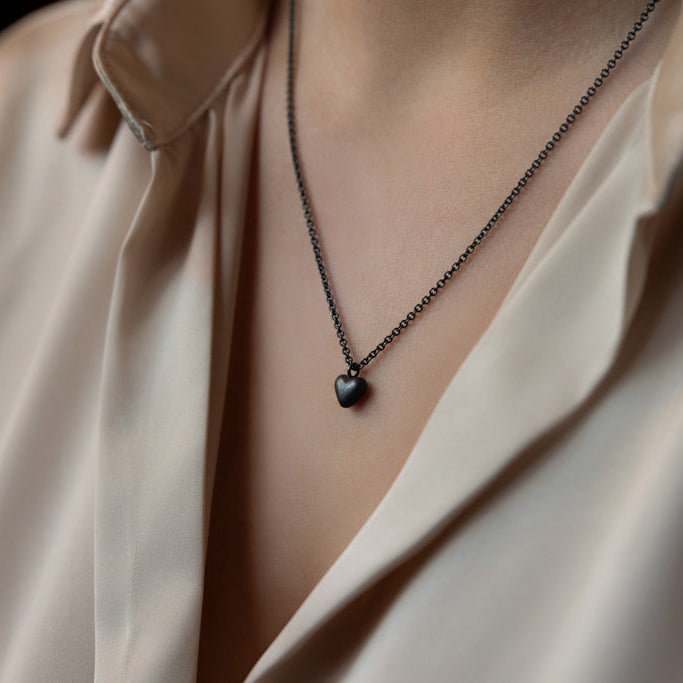 Oxidised Sweetheart Sterling Silver Necklace