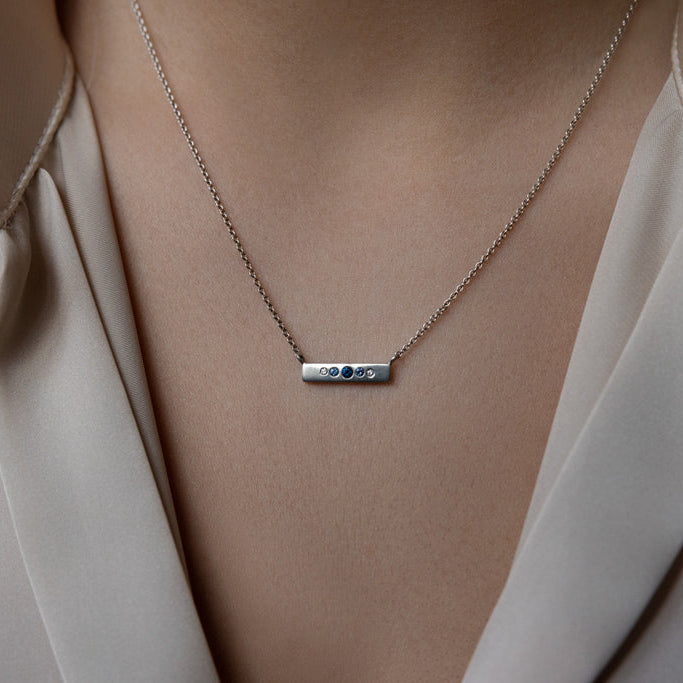 Blue Sapphire, Diamond & Sterling Silver Necklace