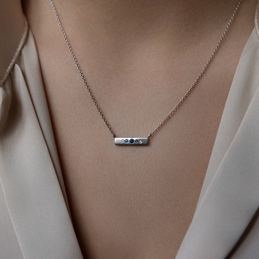 Blue Sapphire, Diamond & Sterling Silver Necklace