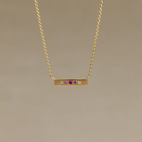 Pink Sapphire, Diamond & Gold Necklace