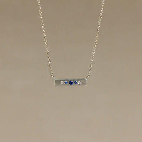 Blue Sapphire, Diamond & Sterling Silver Necklace