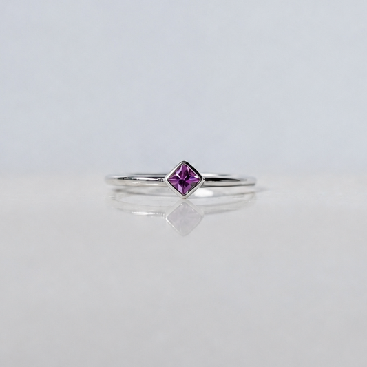 Pink Square Sapphire Gold Ring