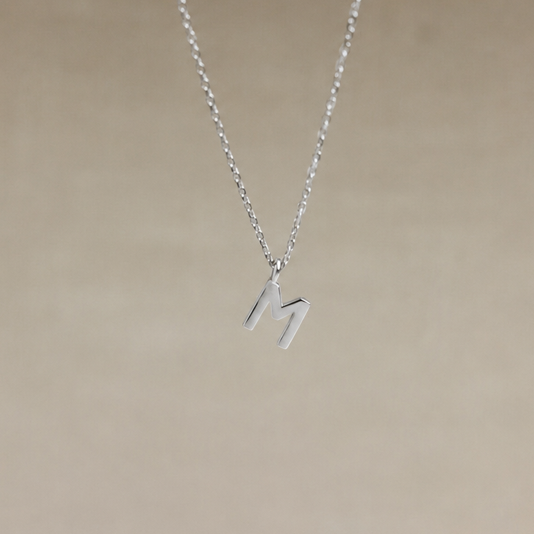 One Letter Sterling Silver Necklace