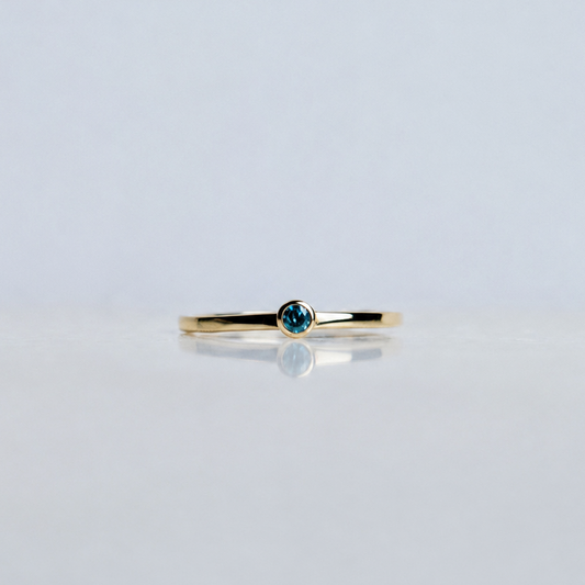 Round Blue Diamond Gold Ring