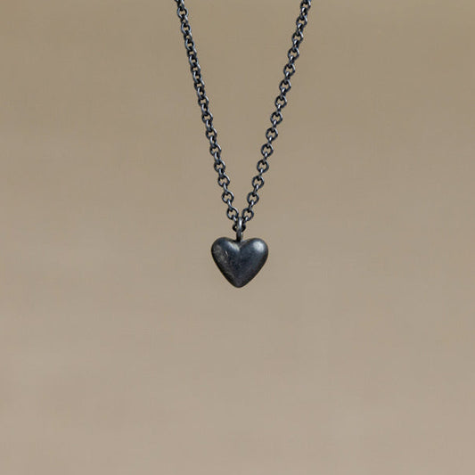 Oxidised Sweetheart Sterling Silver Necklace