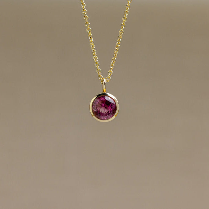 Pink Tourmaline & Gold Necklace