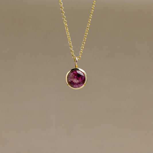Pink Tourmaline & Gold Necklace