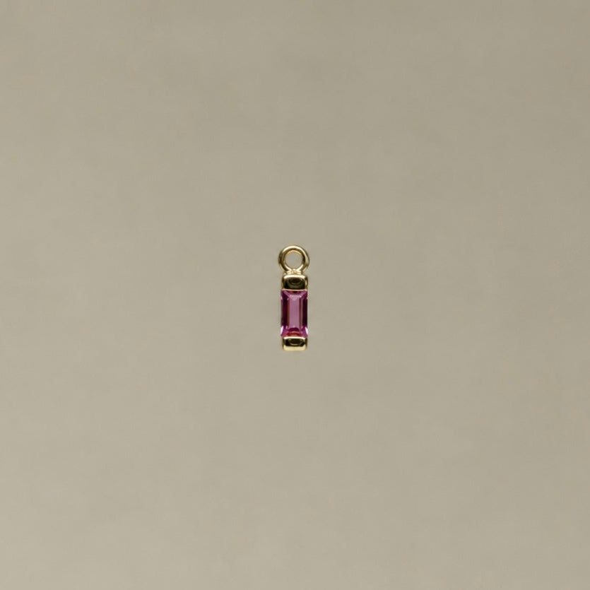 Pink Baguette Sapphire Gold Charm