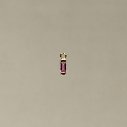 Pink Baguette Sapphire Gold Charm