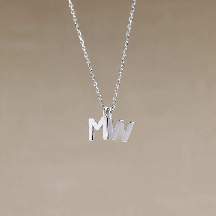 Two Letter Sterling Silver Necklace