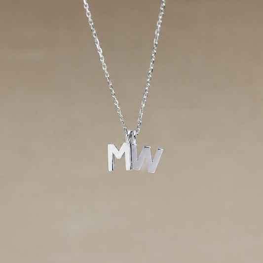 Two Letter Sterling Silver Necklace