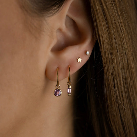 Pink Round Sapphire Gold Charm