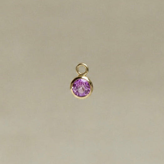 Pink Round Sapphire Gold Charm