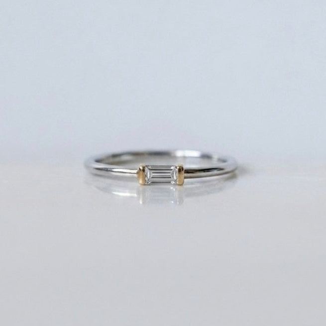 Baguette Diamond Mixed Metal Gold Ring