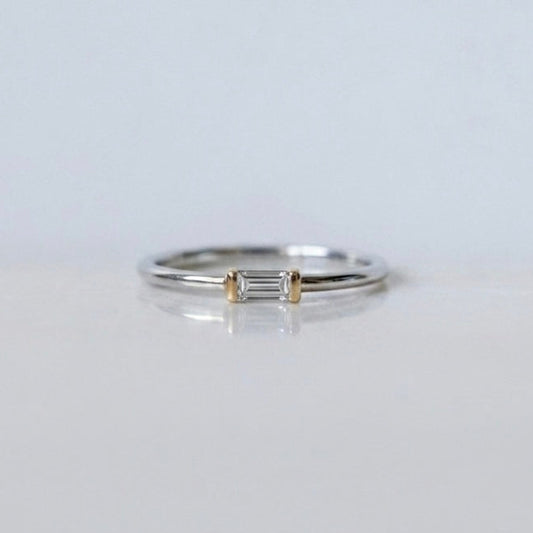 Baguette Diamond Mixed Metal Gold Ring